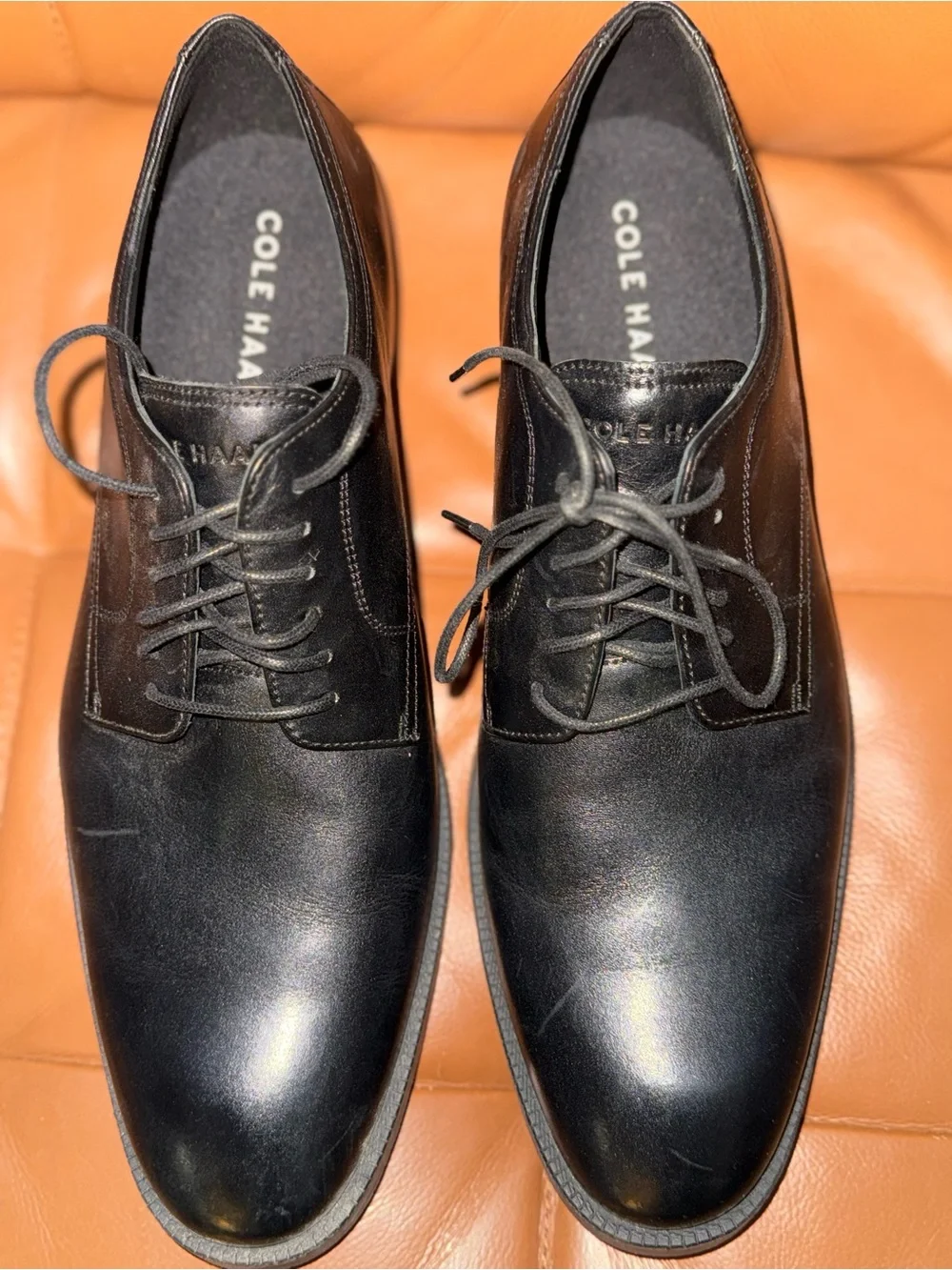 Cole Haan Black Leather Lace-Up Oxfords
